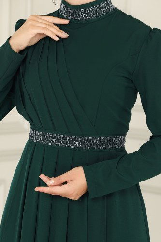 moda selvim Evening Dress ASM2611 Emerald - Thumbnail