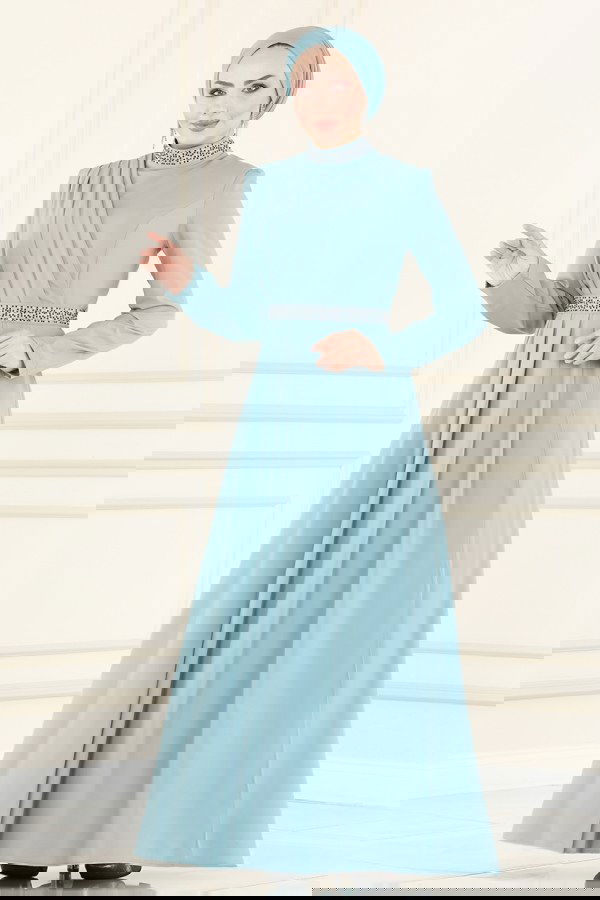 Modaselvim خصم صافٍ20%+20% في سلة التسوق فستان سهرة أخضر باهت ASM2611