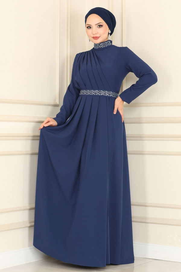 Evening Dress ASM2611 Navy Blue - 3