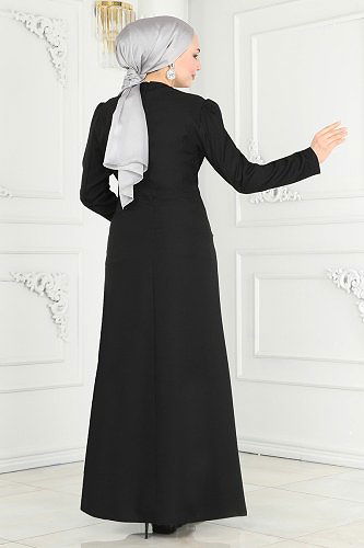 moda selvim Evening Dress ASM2691 Black - Thumbnail