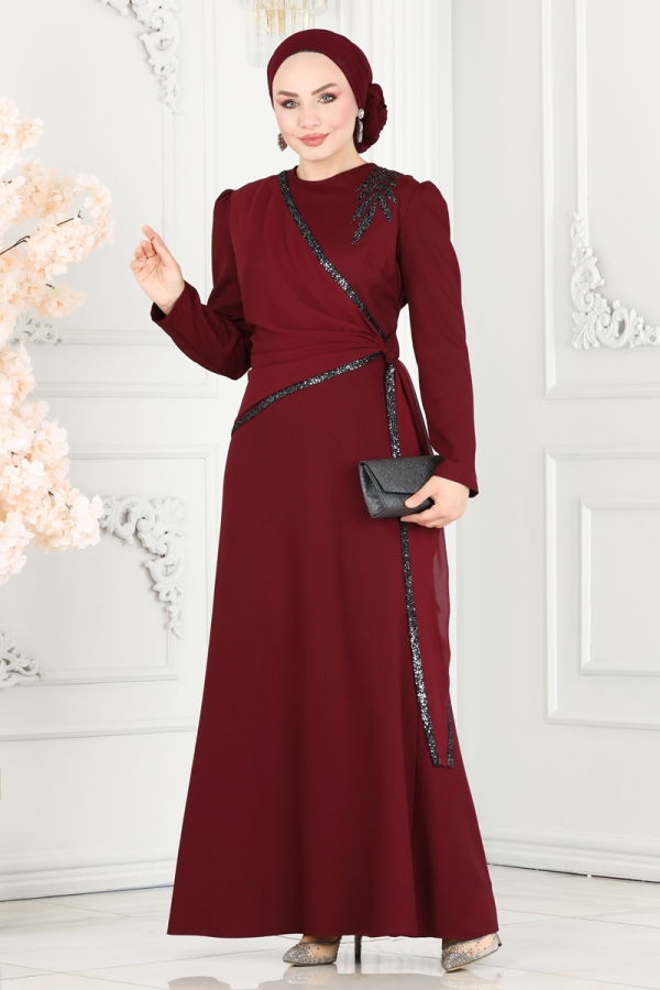 Evening Dress ASM2691 Burgundy - 1