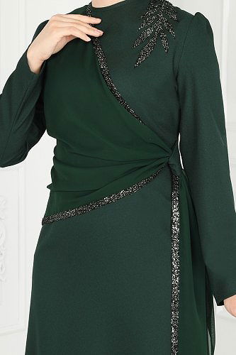 moda selvim Evening Dress ASM2691 Emerald - Thumbnail