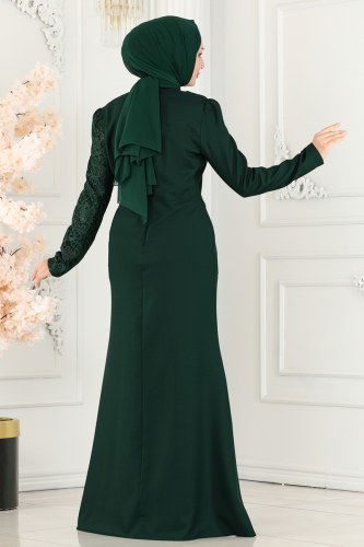 moda selvim Evening Dress ASM2707 Emerald - Thumbnail