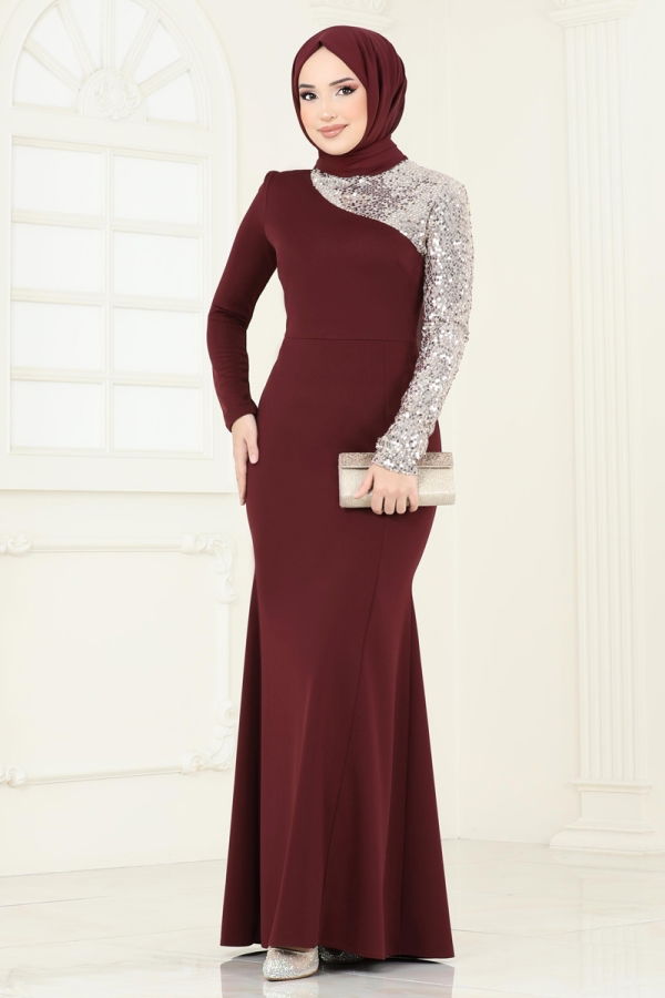 Evening Dress ASM2733 Burgundy - 2