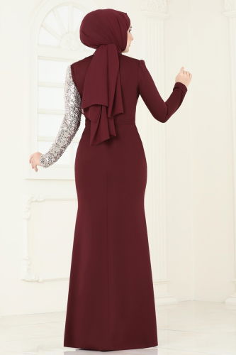 Evening Dress ASM2733 Burgundy - 4