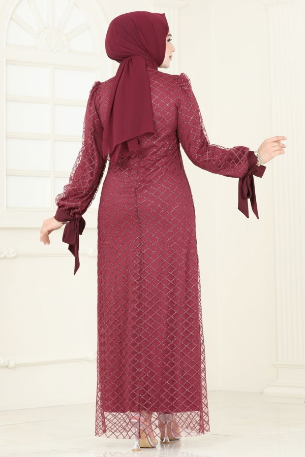 Evening Dress ASM2740 Burgundy - 4