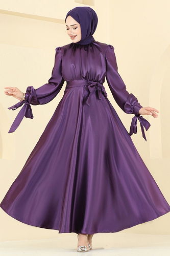 moda selvim Evening Dress ASM2746 Purple - Thumbnail