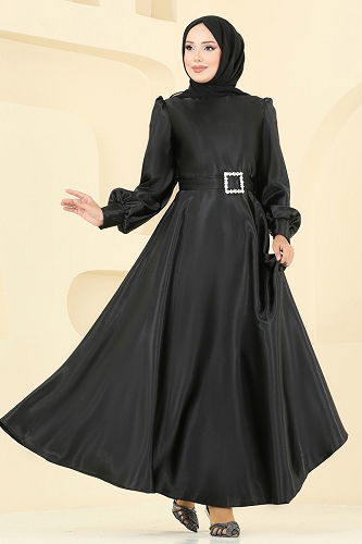 moda selvim Evening Dress ASM2753 Black - Thumbnail