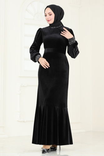 moda selvim Evening Dress ASM2765 Black - Thumbnail