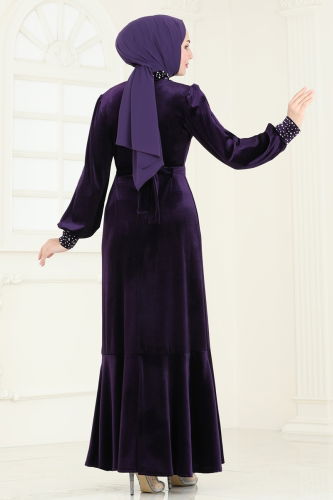 moda selvim Evening Dress ASM2765 Purple - Thumbnail