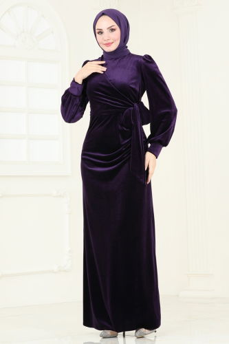 moda selvim Evening Dress ASM2768 Purple - Thumbnail