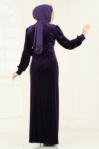 moda selvim Evening Dress ASM2768 Purple - Thumbnail