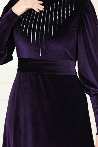 moda selvim Evening Dress ASM2769 Purple - Thumbnail