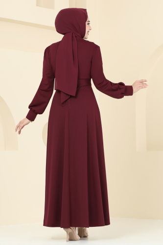 moda selvim Evening Dress ASM2771 Burgundy - Thumbnail