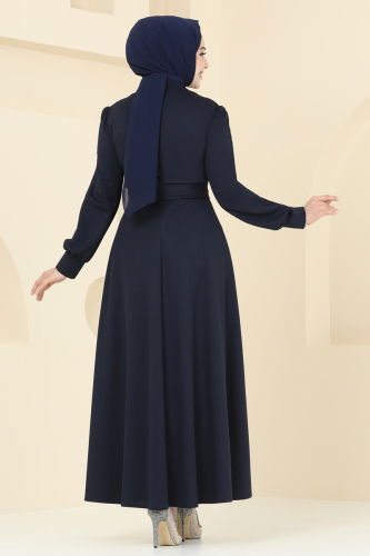 moda selvim Evening Dress ASM2771 Navy Blue - Thumbnail