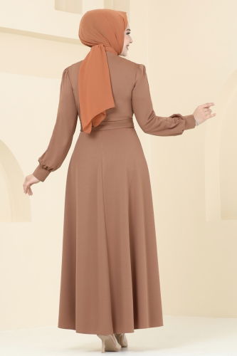 moda selvim Evening Dress ASM2771 Tan - Thumbnail