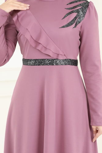 moda selvim Evening Dress ASM2772 Dark Rose Dusky - Thumbnail