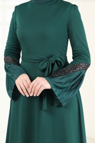 moda selvim Evening Dress ASM2775 Emerald - Thumbnail