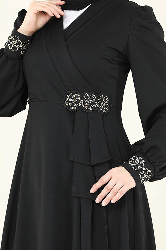 moda selvim Evening Dress ASM2804 Black - Thumbnail