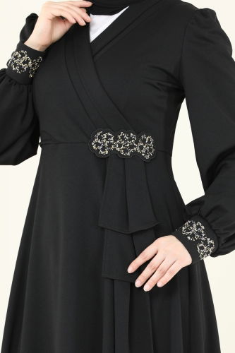 moda selvim فستان سهرة أسود ASM2804 - Thumbnail