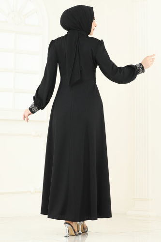 moda selvim فستان سهرة أسود ASM2804 - Thumbnail