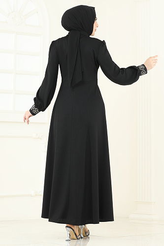 moda selvim فستان سهرة أسود ASM2804 - Thumbnail