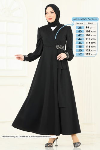 moda selvim فستان سهرة أسود ASM2804 - Thumbnail