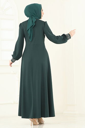 moda selvim Evening Dress ASM2804 Emerald - Thumbnail