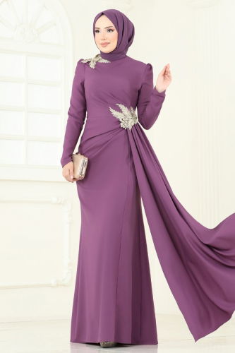 A.S.M. - فستان سهرة ليلكي غامق ASM2810
