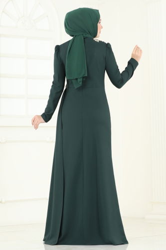 moda selvim Evening Dress ASM2810 Emerald - Thumbnail