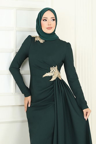 moda selvim Evening Dress ASM2810 Emerald - Thumbnail