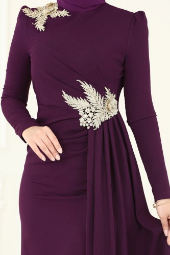moda selvim Evening Dress ASM2810 Purple - Thumbnail