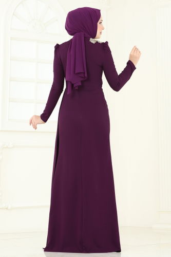 moda selvim Evening Dress ASM2810 Purple - Thumbnail