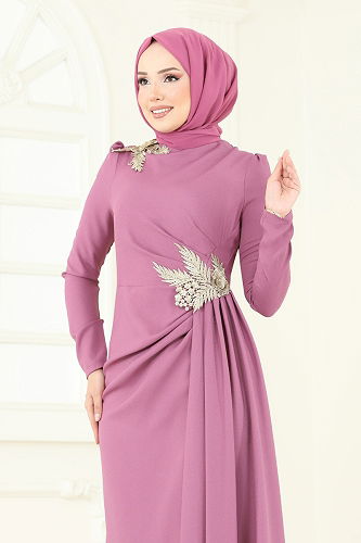 moda selvim Evening Dress ASM2810 Rose Dried - Thumbnail