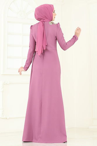 moda selvim Evening Dress ASM2810 Rose Dried - Thumbnail