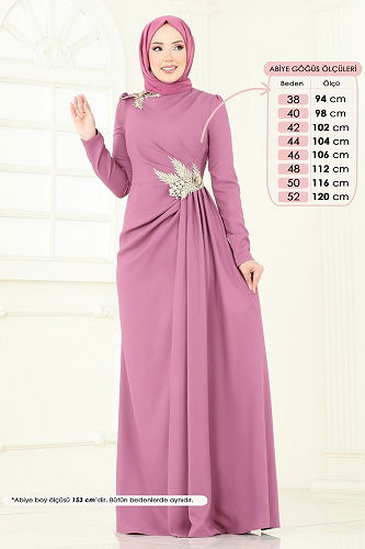 moda selvim فستان سهرة وردي ASM2810 - Thumbnail