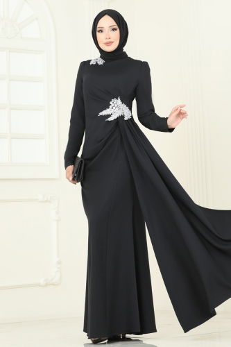 A.S.M. - فستان سهرة فضي وأسود ASM2810