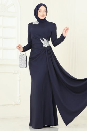A.S.M. - Evening Dress ASM2810 Silver&Navy