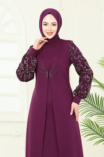 moda selvim فستان سهرة توتي ASM2811 - Thumbnail