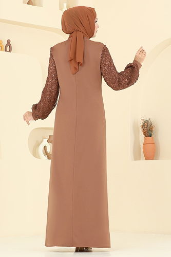 moda selvim Evening Dress ASM2811 Tan - Thumbnail