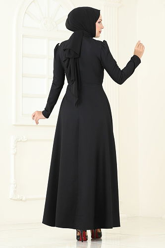 moda selvim Evening Dress ASM2812 Black - Thumbnail