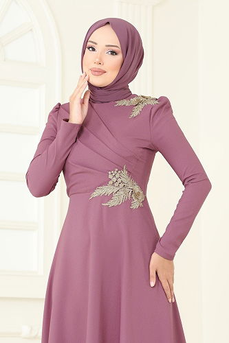 moda selvim Evening Dress ASM2812 Rose Dried - Thumbnail