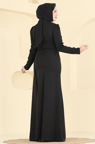moda selvim Evening Dress ASM2825 Black - Thumbnail