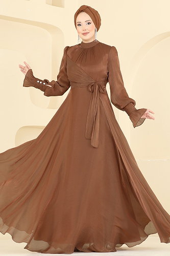 moda selvim Evening Dress ASM2826 Light Copper - Thumbnail