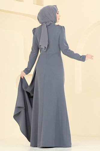 moda selvim Evening Dress ASM2864 Gray - Thumbnail