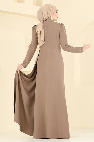 moda selvim فستان سهرة بيج ASM2864 - Thumbnail