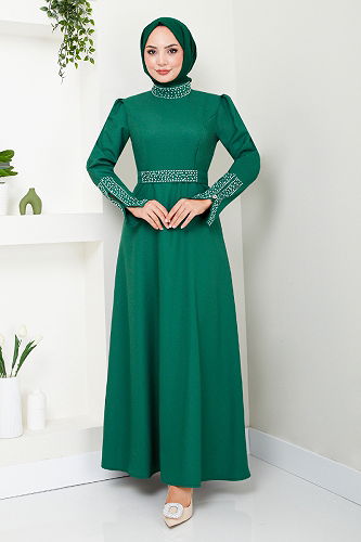 moda selvim EVENING DRESS ASN174-M Emerald - Thumbnail