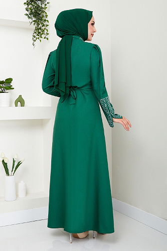 moda selvim EVENING DRESS ASN174-M Emerald - Thumbnail