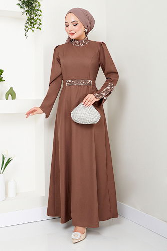 moda selvim EVENING DRESS ASN174-M Rose Dried - Thumbnail