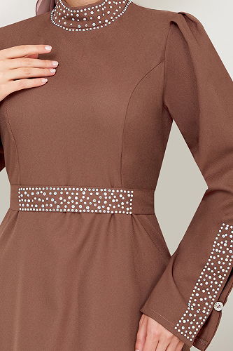 moda selvim EVENING DRESS ASN174-M Rose Dried - Thumbnail